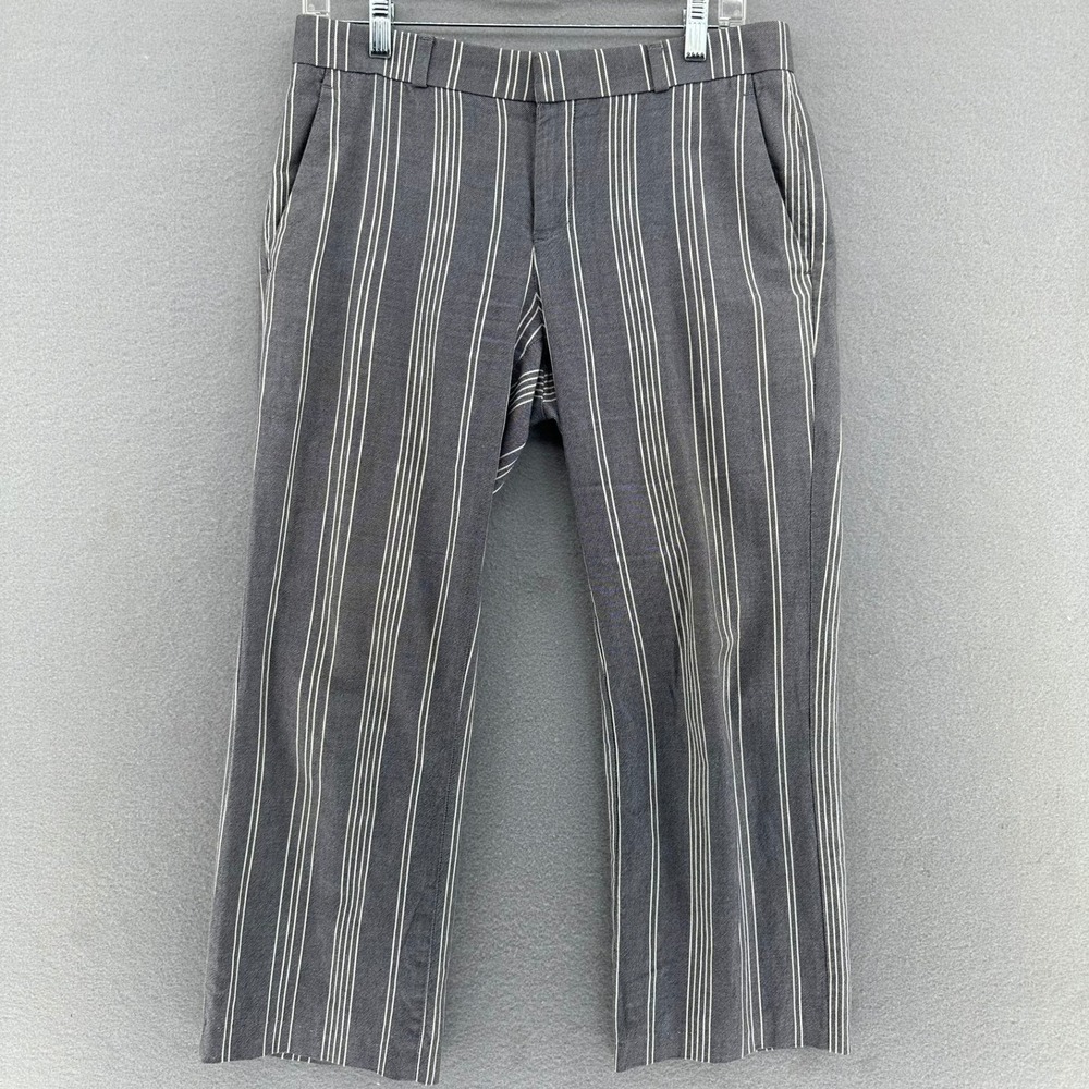 2016 Banana Republic Ankle Pants Striped Gray/White Womens 4 Boho Preppy Classic